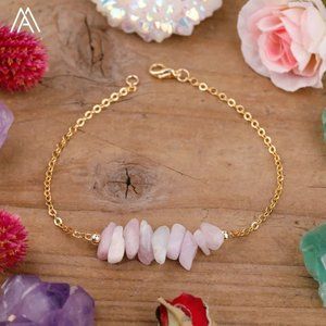 Natural Amethysts Quartz Chip Beads Gold Bracelet Women Fashion Crystal Beads